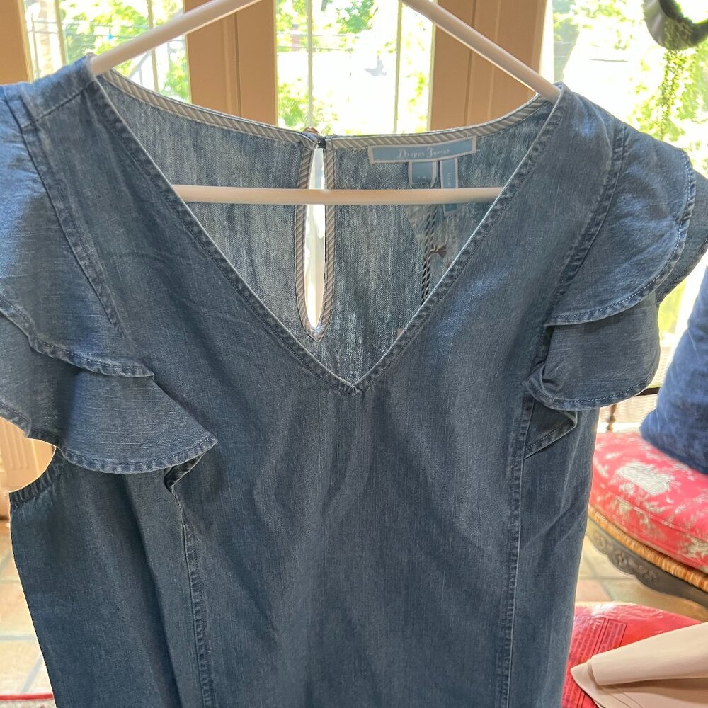 Casual Chambray Ruffle Top